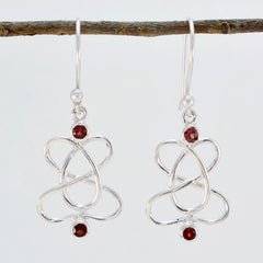 Wen Delicate Dangle Earrings with Garnet Accent