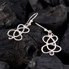 Wen Delicate Dangle Earrings with Garnet Accent