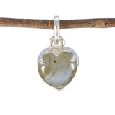 Florencia Delicate Gemstone Jewelry Heart Pendant Labradorite Grey Grey