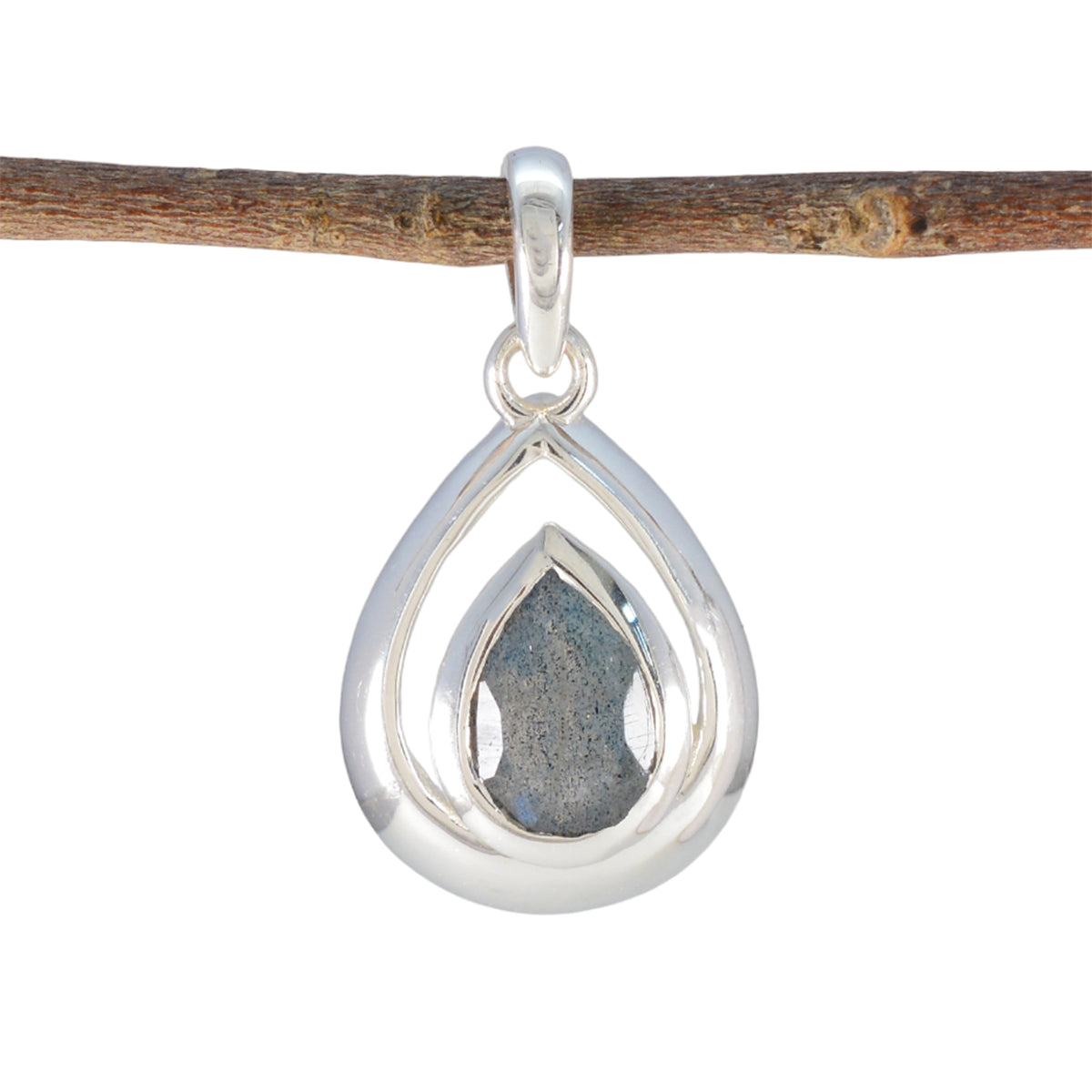 Nayara Delicate Gemstone Necklace Pendant for Everyday Use Labradorite Grey Grey