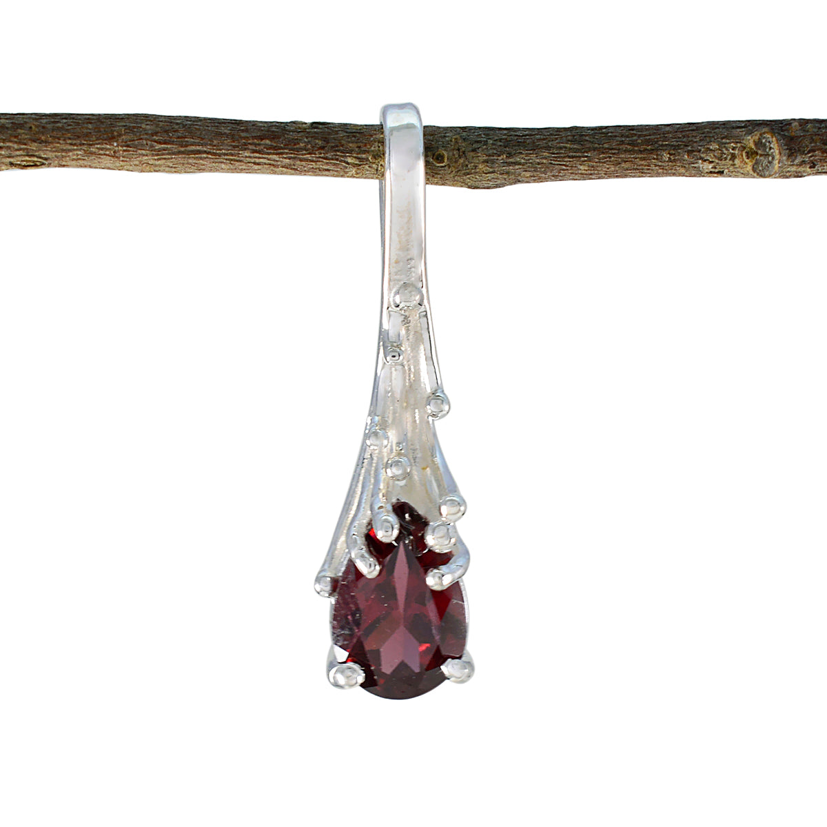Ana Delicate Red Pendant - Elegant Silver Jewelry Garnet Red Red