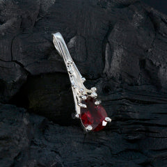 Ana Delicate Red Pendant - Elegant Silver Jewelry