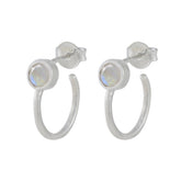 Ivy Delicate Solitaire Stud Earrings for Everyday Glam Rainbow Moonstone White Stud