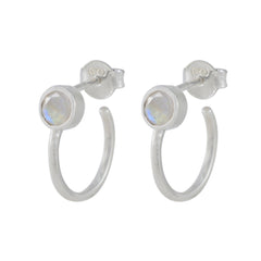 Ivy Delicate Solitaire Stud Earrings for Everyday Glam Rainbow Moonstone White Stud