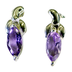 Chen Delicate Stud Earrings India with Amethyst Gemstone