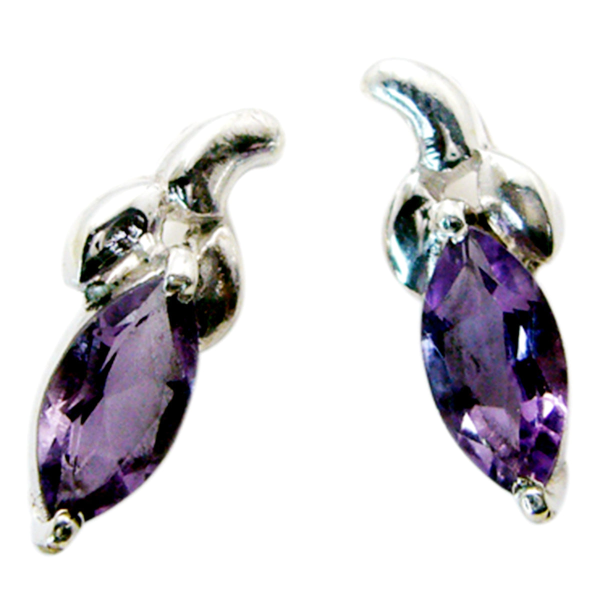 Chen Delicate Stud Earrings India with Amethyst Gemstone Amethyst Purple Stud