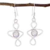 Emily Delicate White Gemstone Earrings for Everyday Glam Rainbow Moonstone White Dangle