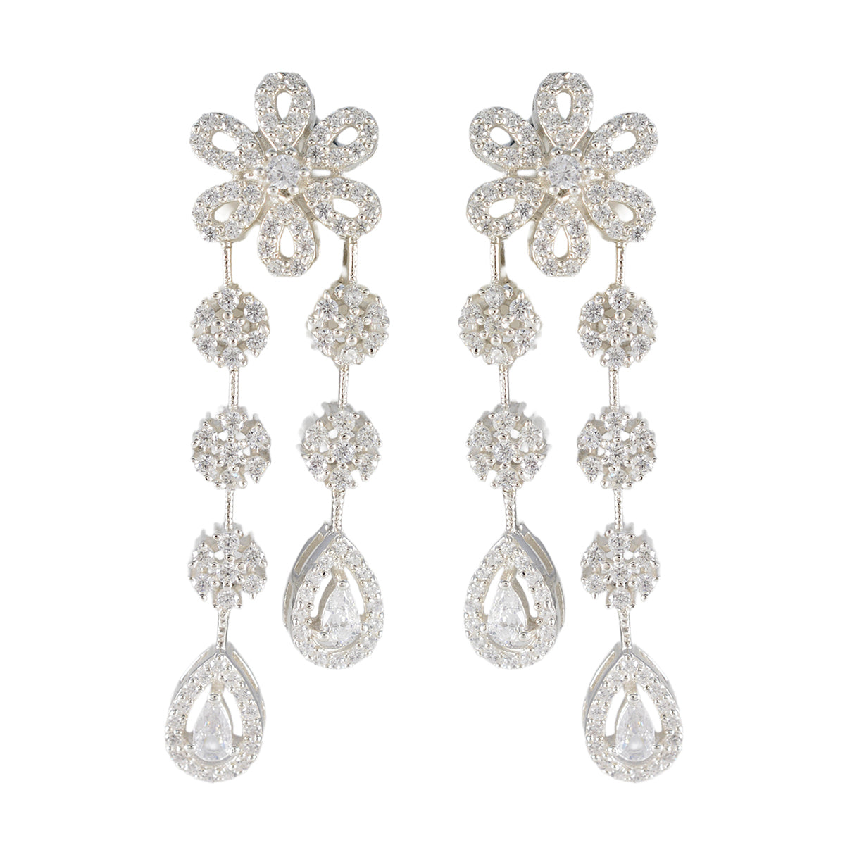 Dewi White Stud Earrings for Everyday Glamour Cubic Zirconia White Stud