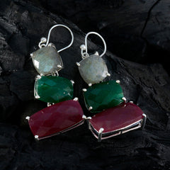 Julia Edgy Gemstone Earrings in Vibrant Colors