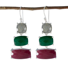 Julia Edgy Gemstone Earrings in Vibrant Colors Multi multicolor Dangle
