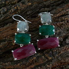 Julia Edgy Gemstone Earrings in Vibrant Colors