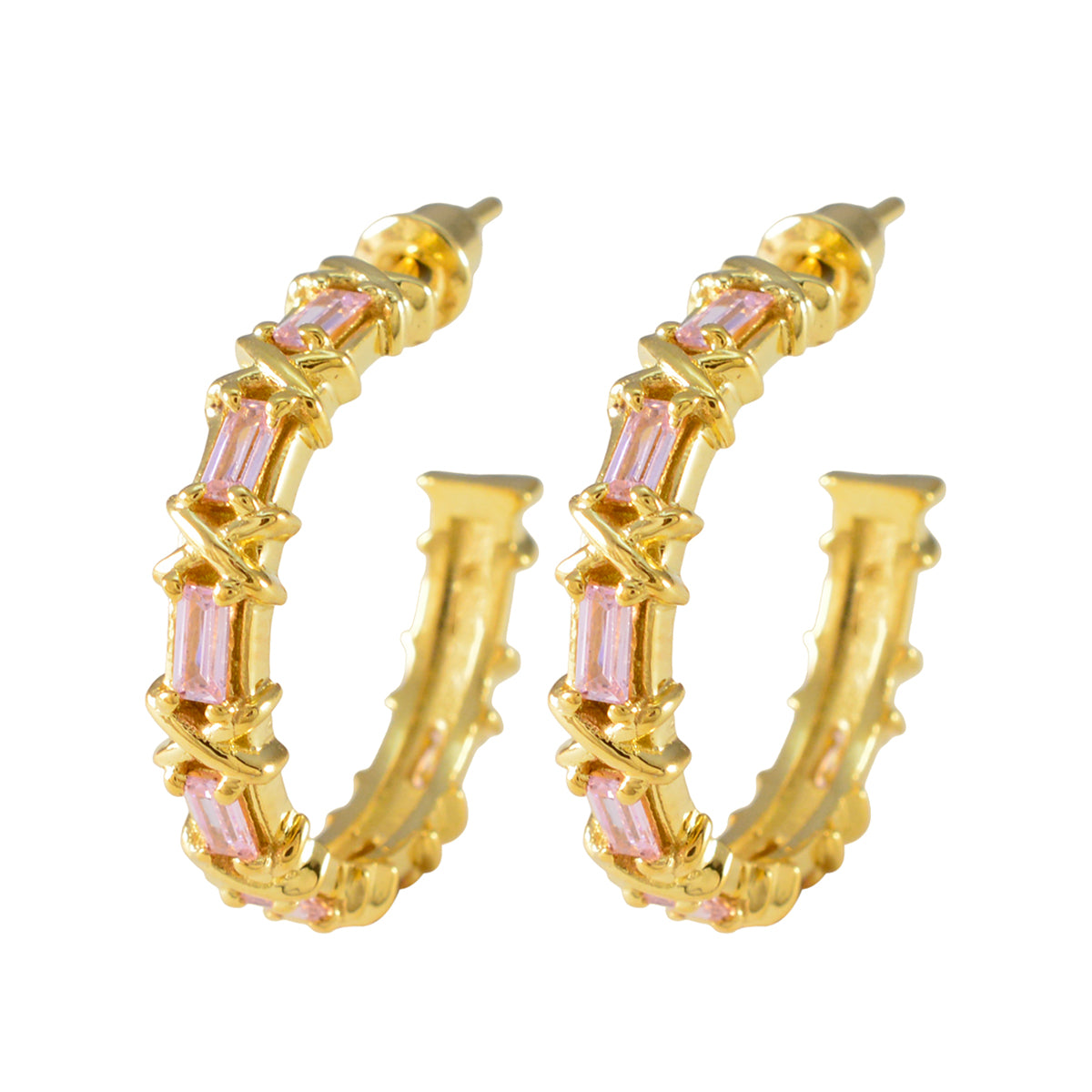 Alina Edgy Pink Stud Earrings for Fashionistas Pink CZ Pink Stud