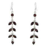Hannah Edgy Red Dangle Earrings for Bold Fashion Garnet Red Dangle
