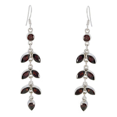 Hannah Edgy Red Dangle Earrings for Bold Fashion Garnet Red Dangle
