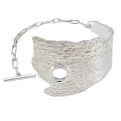 Penelope Edgy Silver Cuff Bracelet for Fashion Statement Plain Silver