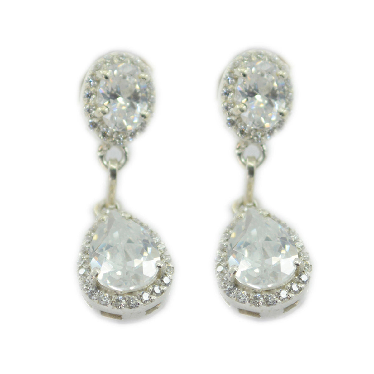 Ananya Edgy White Stud Earrings for Everyday Glam White CZ White Stud