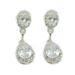 Ananya Edgy White Stud Earrings for Everyday Glam White CZ White Stud