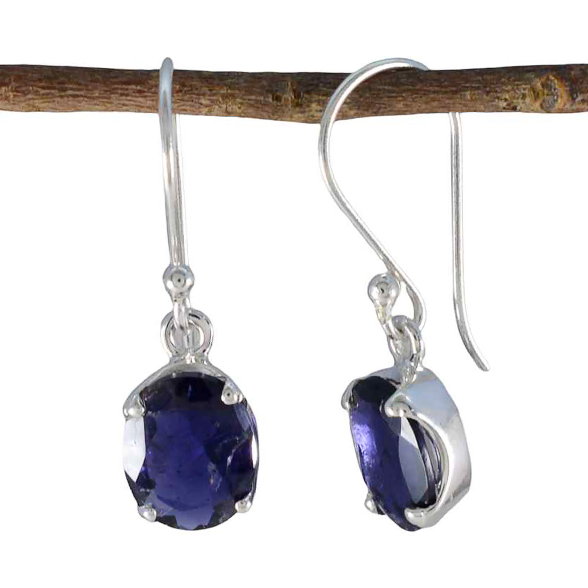 Eleanor Blue Solitaire Earrings for Everyday Glam Iolite Blue Dangle