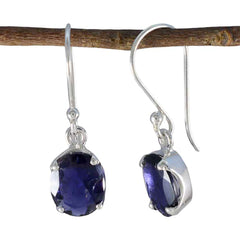 Eleanor Blue Solitaire Earrings for Everyday Glam Iolite Blue Dangle