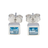 Ivana Elegant Blue Solitaire Earrings for Glam Style Blue Topaz Blue Stud