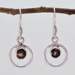 Mei Elegant Brown Dangle Earrings with Chic Silver Hoops