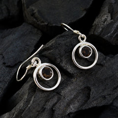 Mei Elegant Brown Dangle Earrings with Chic Silver Hoops