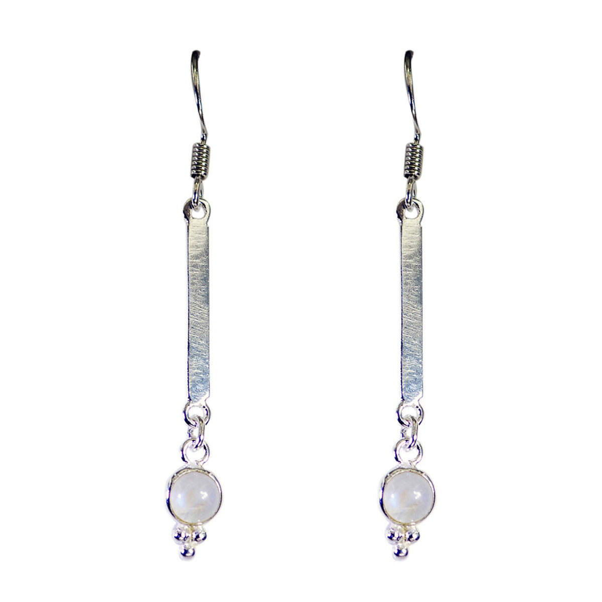 Mia Elegant Dangle Earrings for Everyday Glam Rainbow Moonstone White Dangle