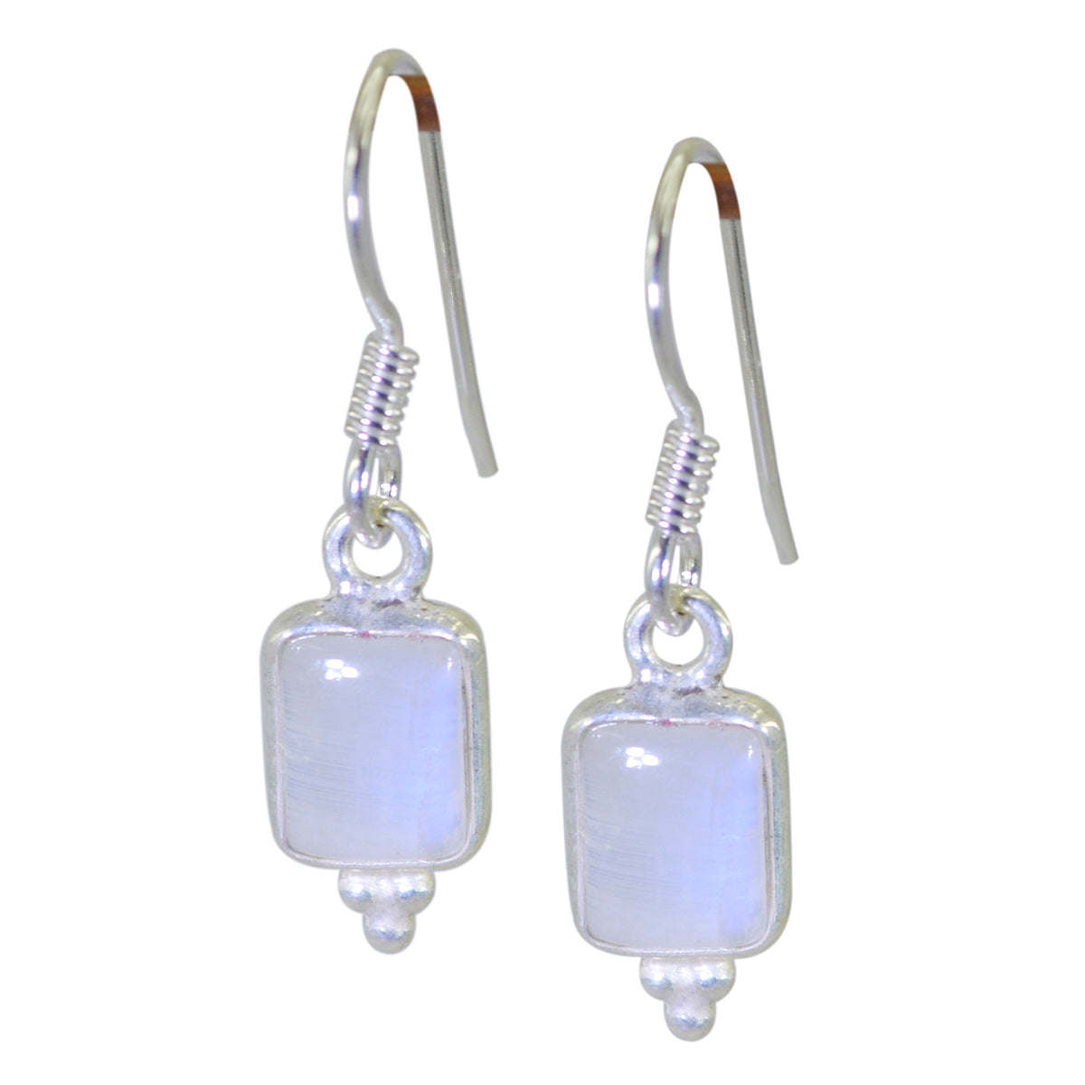 Lucy Elegant Dangle Earrings with Moonstone Charm Rainbow Moonstone White Dangle