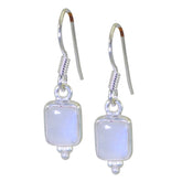 Lucy Elegant Dangle Earrings with Moonstone Charm Rainbow Moonstone White Dangle