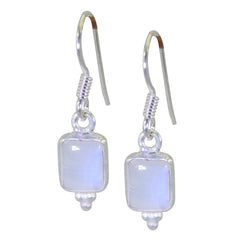 Lucy Elegant Dangle Earrings with Moonstone Charm Rainbow Moonstone White Dangle