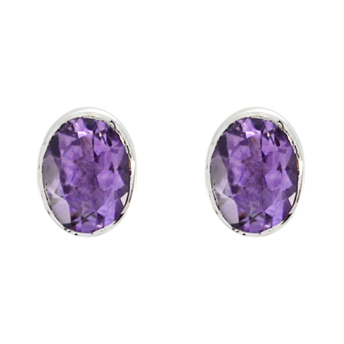 Haruka Elegant Gemstone Earrings in Purple Amethyst Amethyst Purple Stud