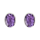 Haruka Elegant Gemstone Earrings in Purple Amethyst Amethyst Purple Stud