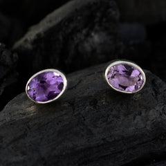 Haruka Elegant Gemstone Earrings in Purple Amethyst