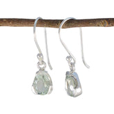 Nari Elegant Green Jewelry Drop Earrings in Silver Green Amethyst Green Dangle