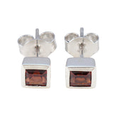 Julia Elegant Red Solitaire Earrings for Glamorous Style Garnet Red Stud