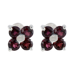 Ivana Elegant Red Stud Earrings for Every Occasion Garnet Red Stud