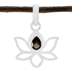 Naomi Elegant Rope-Wire Pendant with Lotus Design smoky quartz Brown Brown