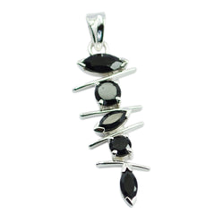 Ángeles Elegant Silver Pendant for Gifting with Black Stones Black Onyx Black Black