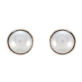 Lili Elegant Solitaire Stud Earrings for Everyday Wear Pearl White Stud