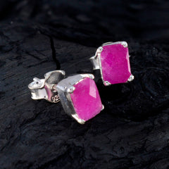 Ida Elegant Solitaire Stud Earrings with Pink Gemstones