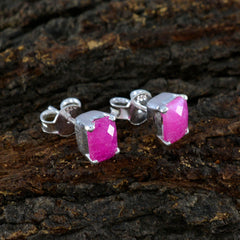 Ida Elegant Solitaire Stud Earrings with Pink Gemstones