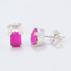 Ida Elegant Solitaire Stud Earrings with Pink Gemstones
