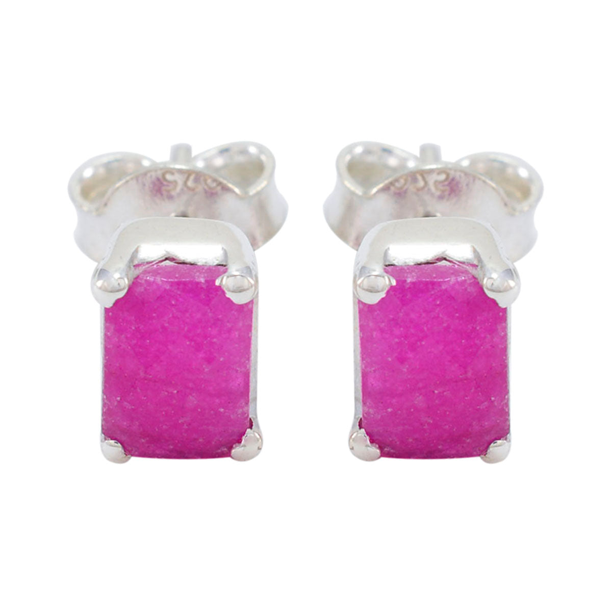 Ida Elegant Solitaire Stud Earrings with Pink Gemstones Indian Ruby Red Stud