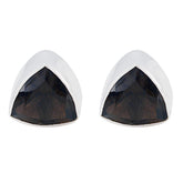 Laura Elegant Solitaire Stud Earrings for Every Occasion Smoky Quartz Brown Stud