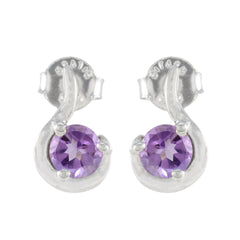 Carla Elegant Solitaire Studs for Everyday Glam Amethyst Purple Stud