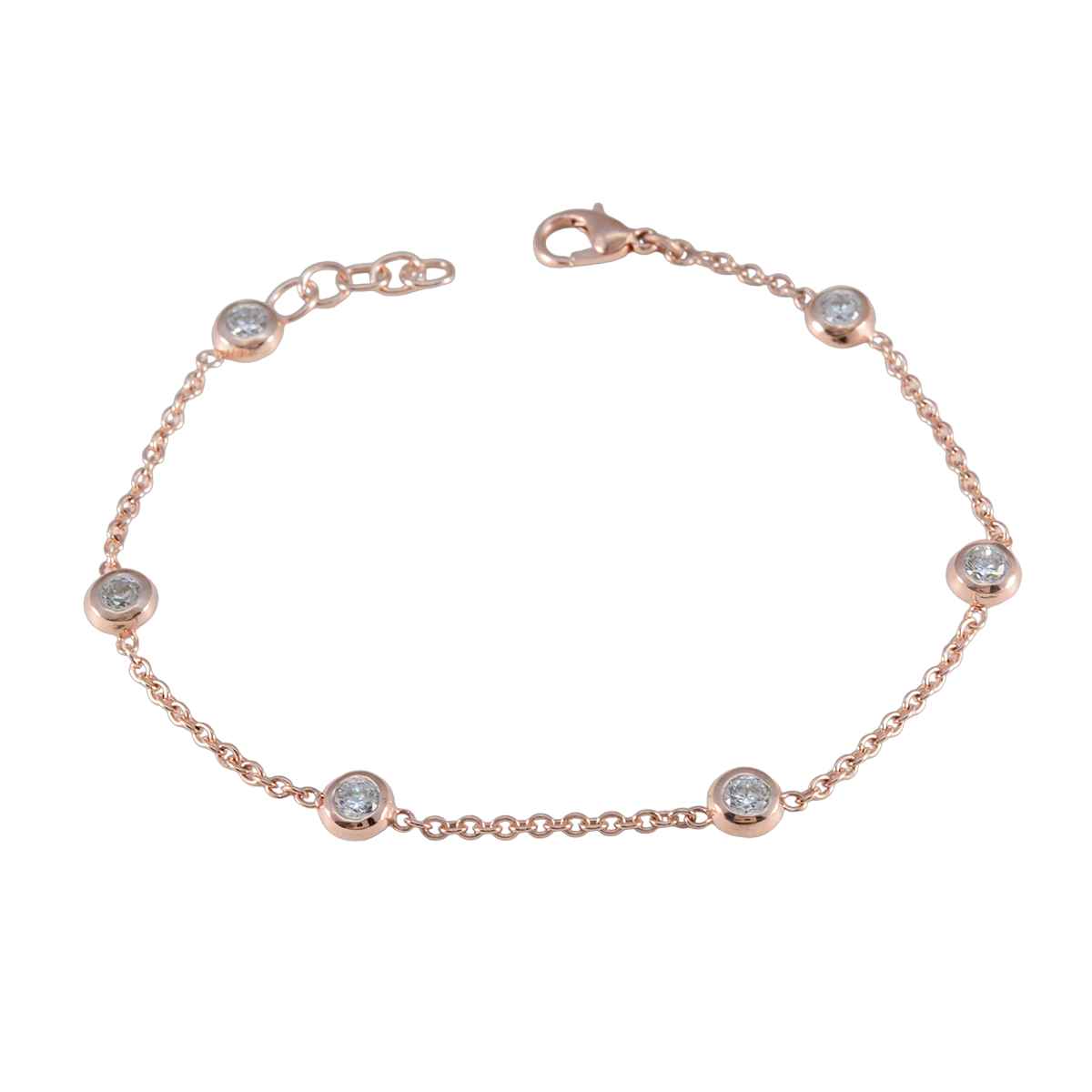 Grace Elegant White Chain Bracelet with Sparkling Accents White CZ White