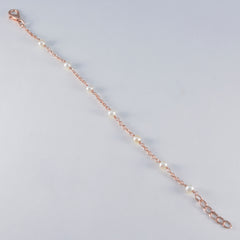 Violet Elegant White Chain Bracelet with Pearl Accents