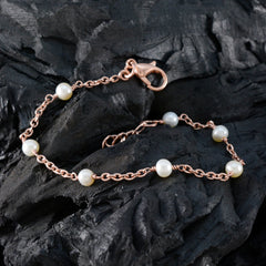 Violet Elegant White Chain Bracelet with Pearl Accents