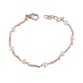 Violet Elegant White Chain Bracelet with Pearl Accents Pearl White