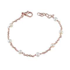 Violet Elegant White Chain Bracelet with Pearl Accents Pearl White